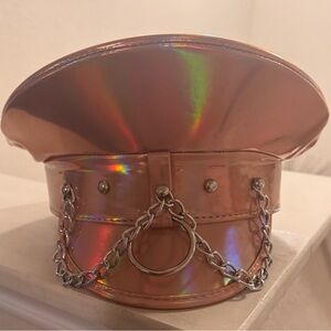 Holographic Chain-Embellished Captains Hat